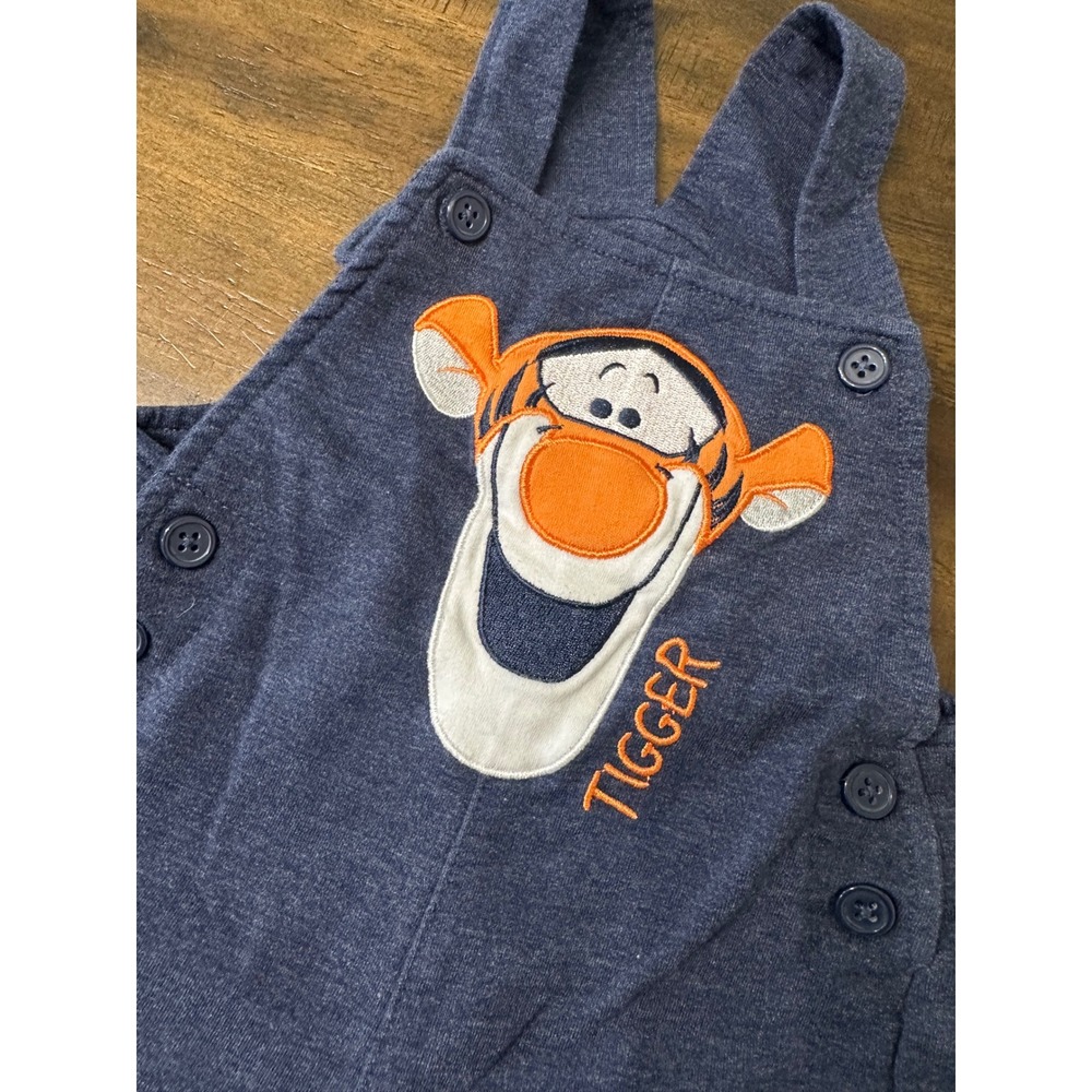 Disney Baby Tigger Overalls Blue Heathered Jersey Knit 24M Winnie Pooh - Picture 2 of 5